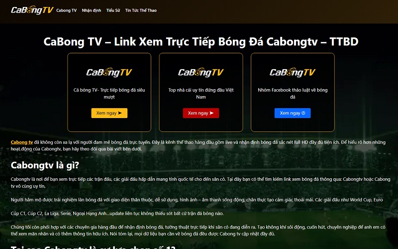 Về chúng tôi - Xem bóng đá hấp dẫn tại Cabong TV 1 Về chúng tôi - Xem bóng đá hấp dẫn tại Cabong TV